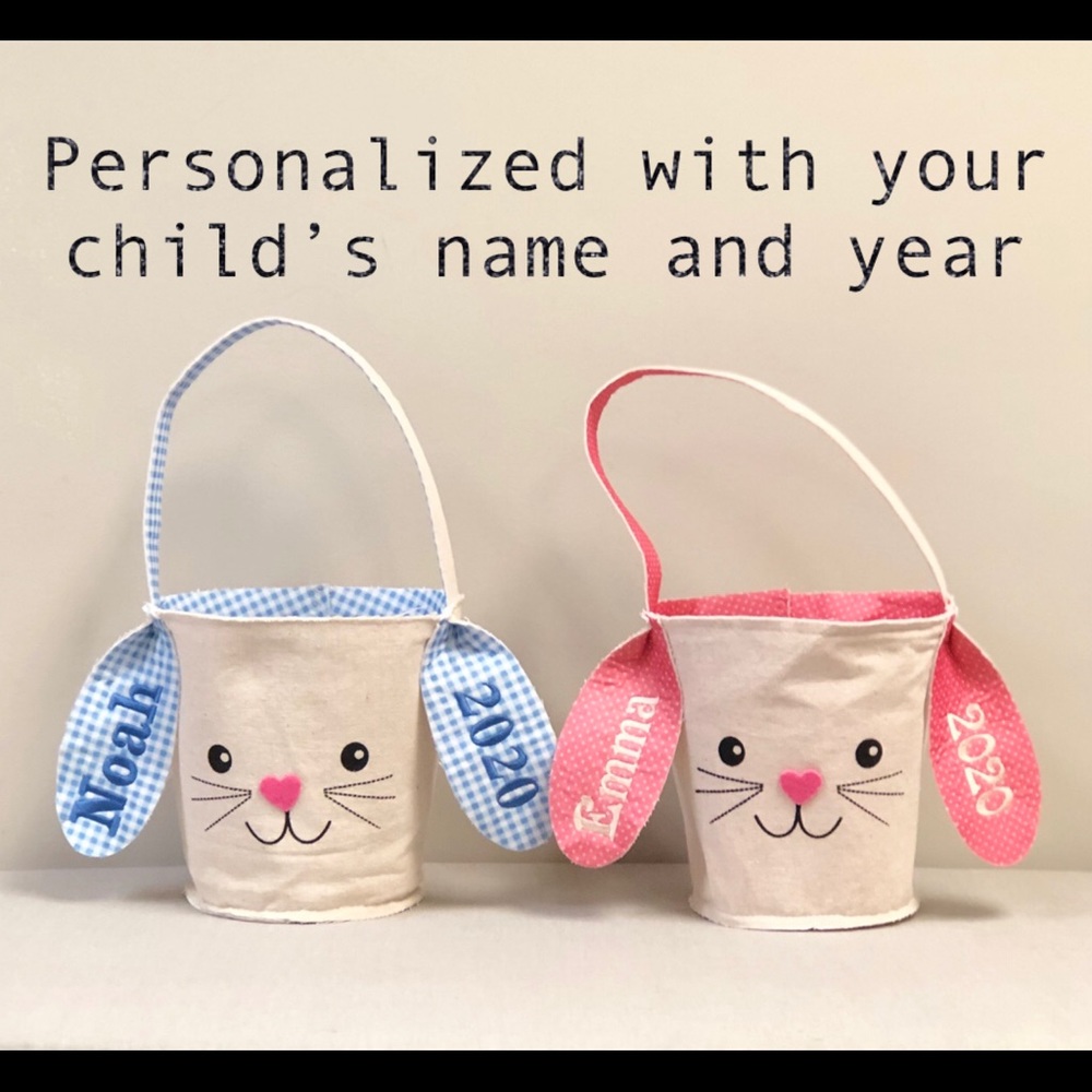 Personalized Embroidered Easter Bunny Basket